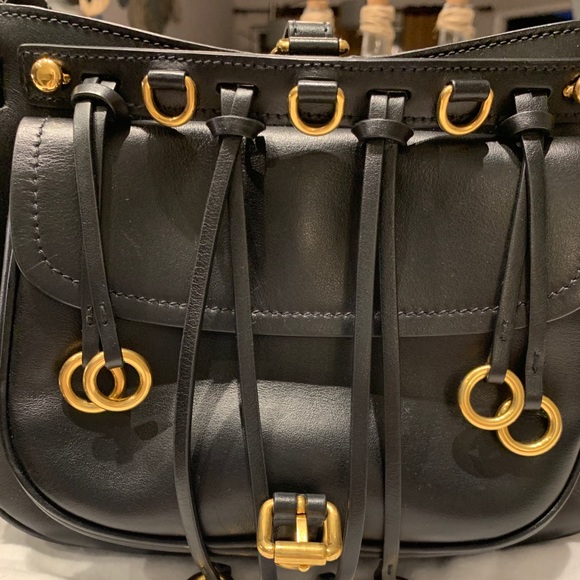 Prada Black Leather Corsaire Messenger Bag - Picture 4 of 8